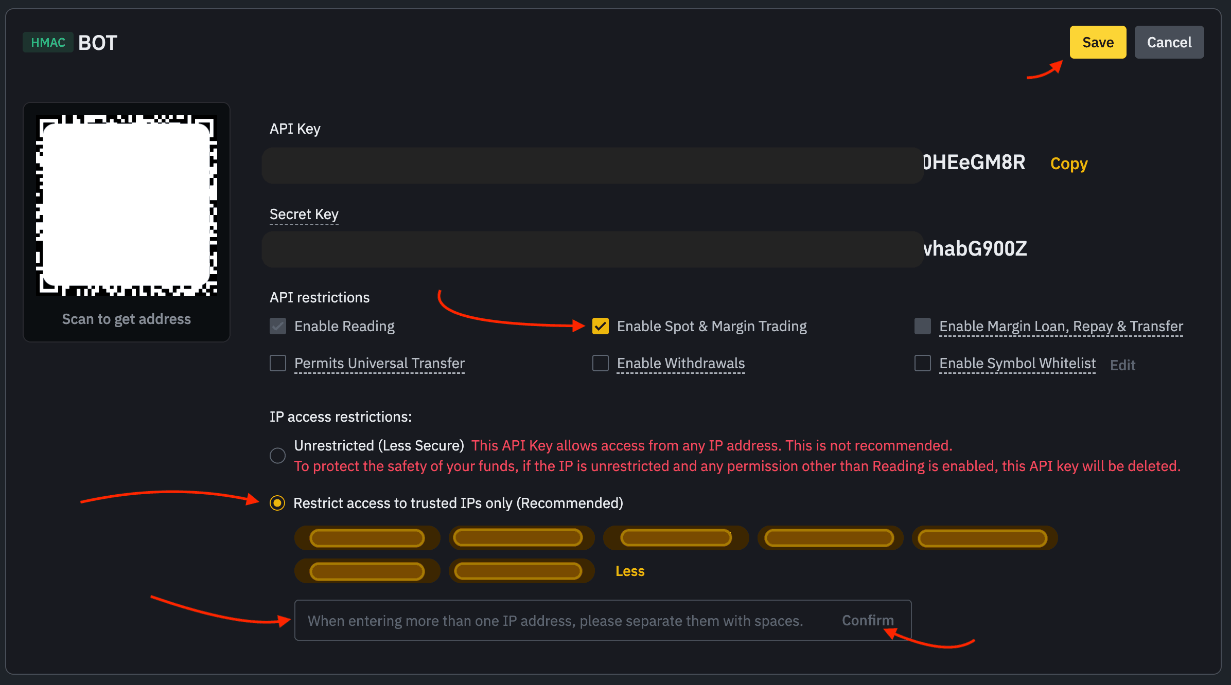 Binance-edit-api-key-permissions